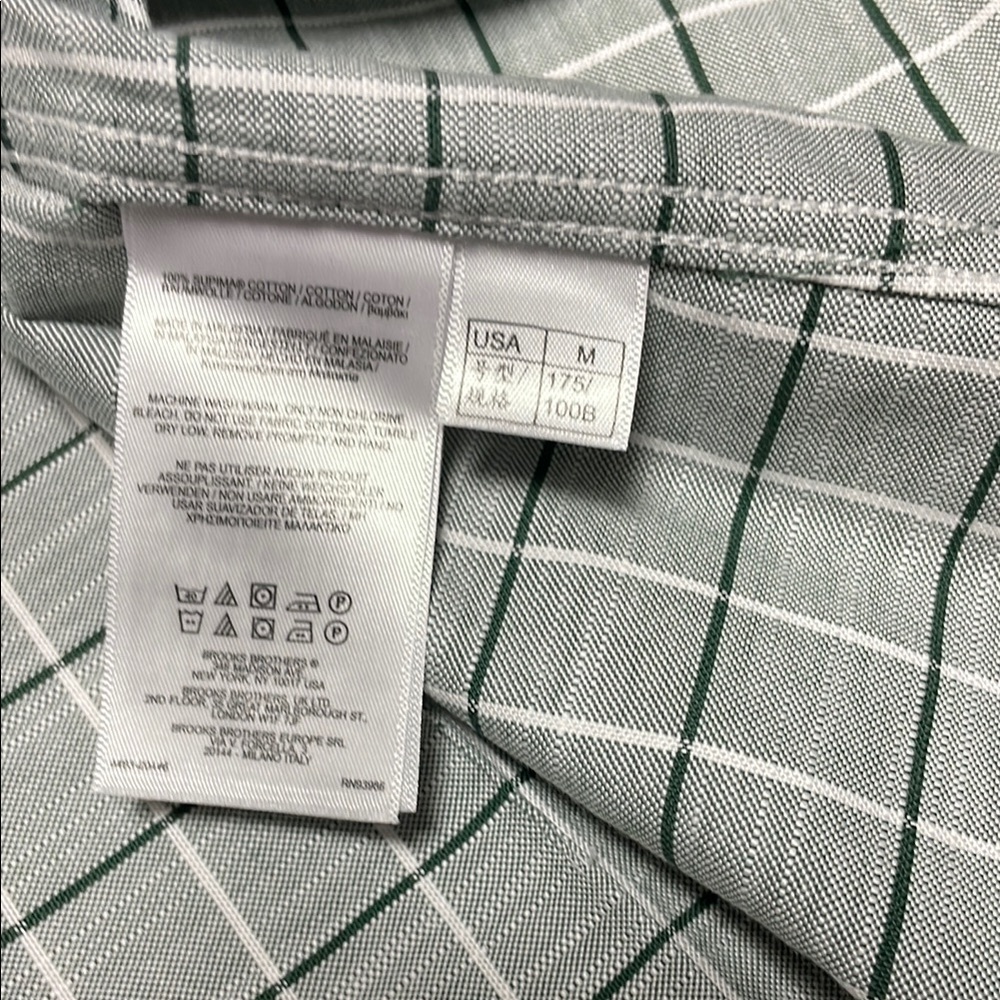 Brooks Brothers Brand New Medium Men's Green Checkered Shirt - Picture 4 of 5
